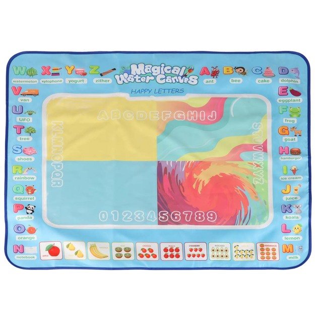 Vandens dažymo kilimėlis Vandens dažymo markeriai trafaretai trafaretinis volelis 100x80cm abėcėlė 1