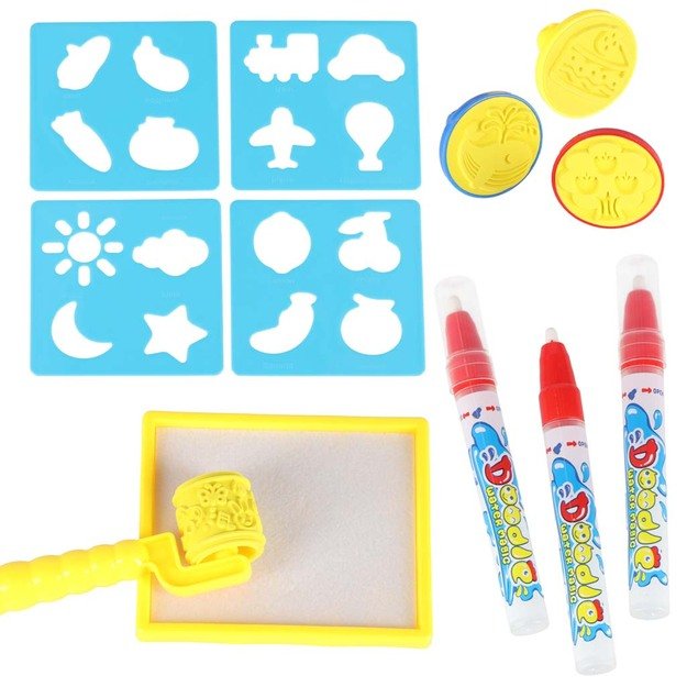 Vandens dažymo kilimėlis Vandens dažymo markeriai trafaretai trafaretinis volelis 100x80cm abėcėlė 7