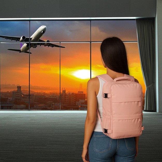 Bagažo kelioninė kuprinė rožinė 45x30 cm 11