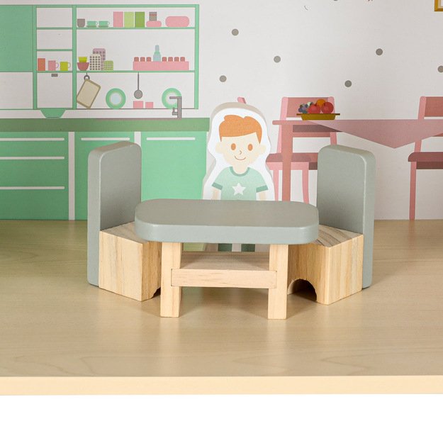 LULILO Peonio medinis lėlių namelis 70 cm LED rožinis 11