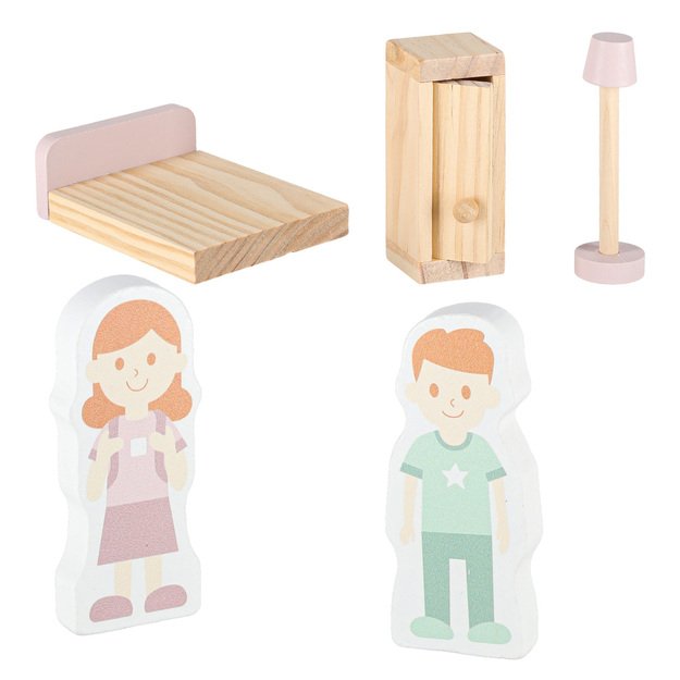 LULILO Peonio medinis lėlių namelis 70 cm LED rožinis 7