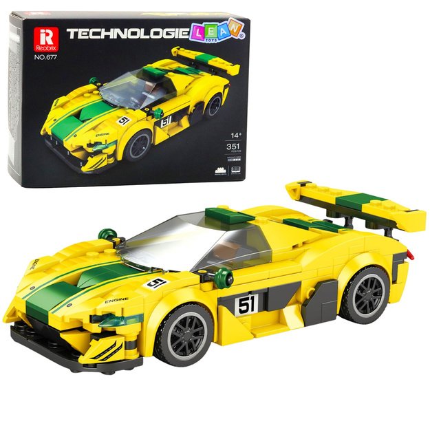 P1 GTR Race Car Construction Set Yellow 351 pcs.