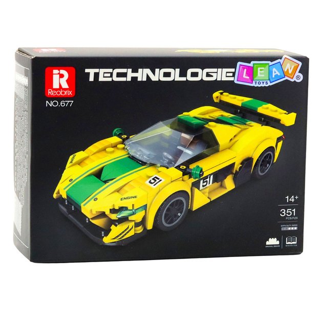 P1 GTR Race Car Construction Set Yellow 351 pcs. 3