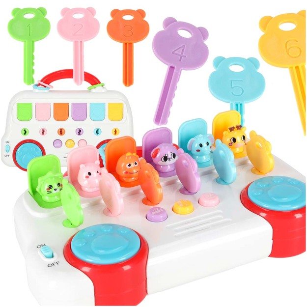 Mokomasis autobusas, žaidžiantis i&scaron;&scaron;okančius gyvūnų raktus