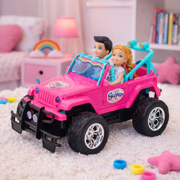 Remote Controlled RC Off-Road Car with Dolls Pink 1:16 3