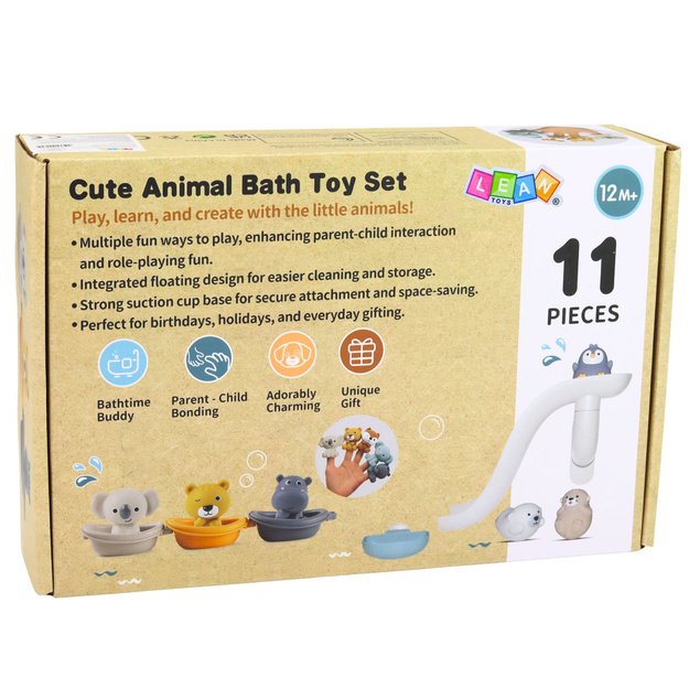 Vonios žaislų rinkinys su čiuožykla ir gyvūnėliais, 11 dalių 5