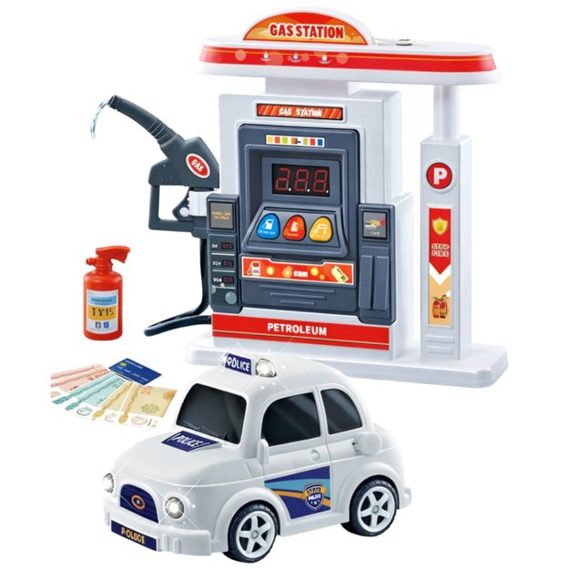 Interaktyvi degalinė su automobiliu, garso, šviesos ir vandens purškimo efektais 1