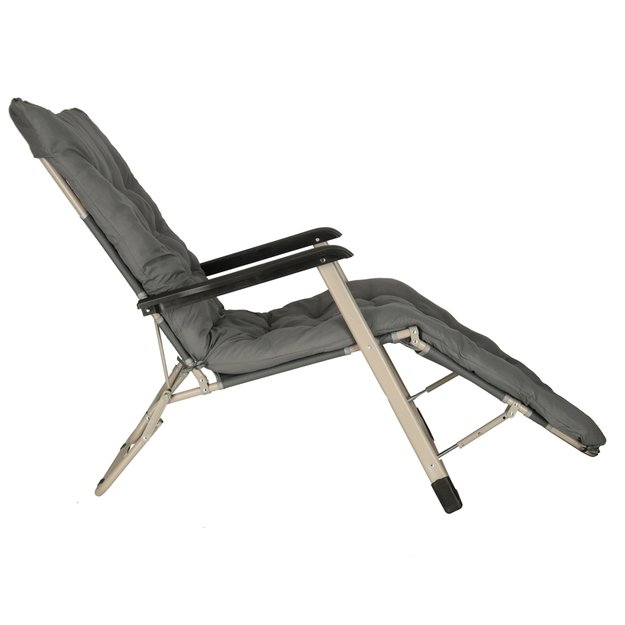 LUARO sodo gultas turistinė sulankstoma kėdė su pagalvėle pilka 6