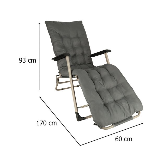 LUARO sodo gultas turistinė sulankstoma kėdė su pagalvėle pilka 12