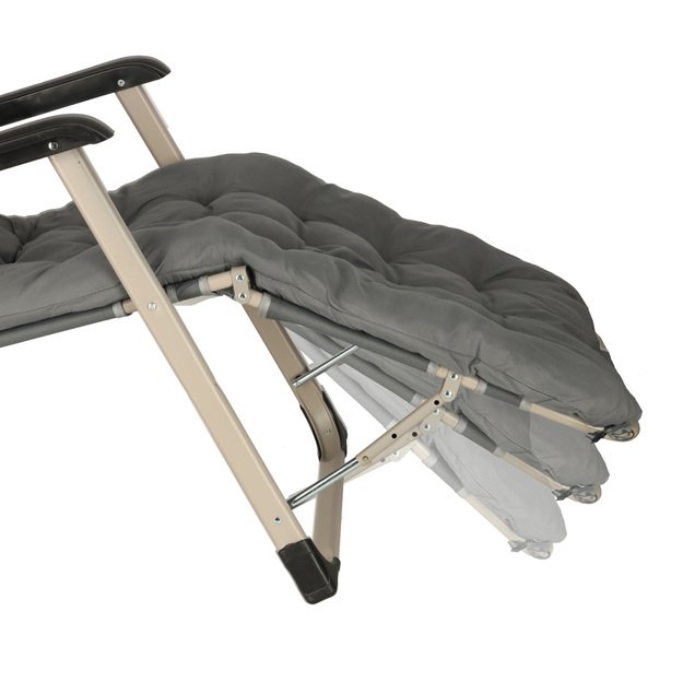 LUARO sodo gultas turistinė sulankstoma kėdė su pagalvėle pilka 8
