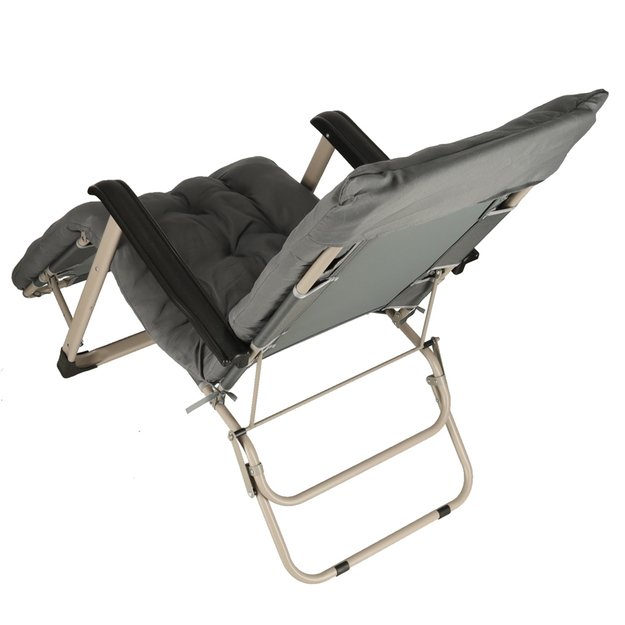 LUARO sodo gultas turistinė sulankstoma kėdė su pagalvėle pilka 9