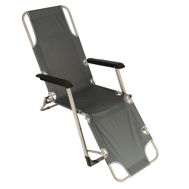 LUARO sodo gultas turistinė sulankstoma kėdė su pagalvėle pilka 10