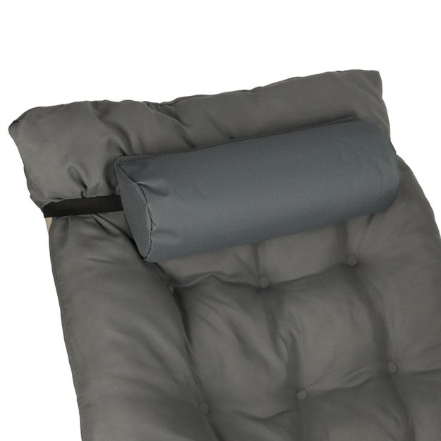 LUARO sodo gultas turistinė sulankstoma kėdė su pagalvėle pilka 1