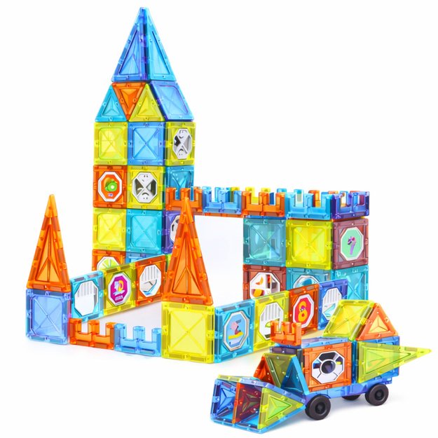 Magnetiniai edukaciniai blokeliai langams su 3D transporto priemonių lipdukais, 138 vnt. 1