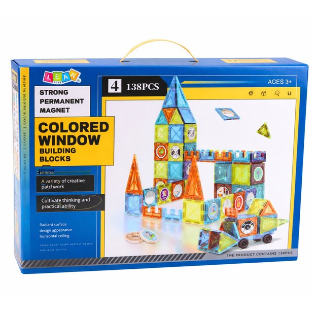 Magnetiniai edukaciniai blokeliai langams su 3D transporto priemonių lipdukais, 138 vnt. 3