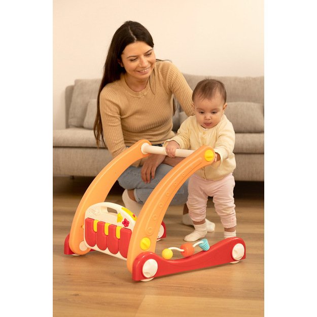 2IN1 WALKER WITH MUSIC MAT PINK