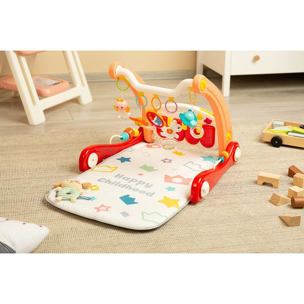 2IN1 WALKER WITH MUSIC MAT PINK