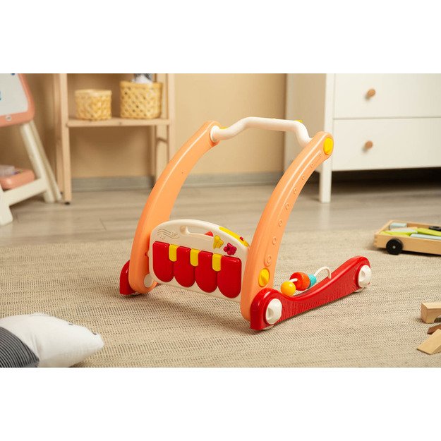 2IN1 WALKER WITH MUSIC MAT PINK