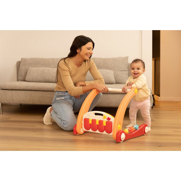 2IN1 WALKER WITH MUSIC MAT PINK
