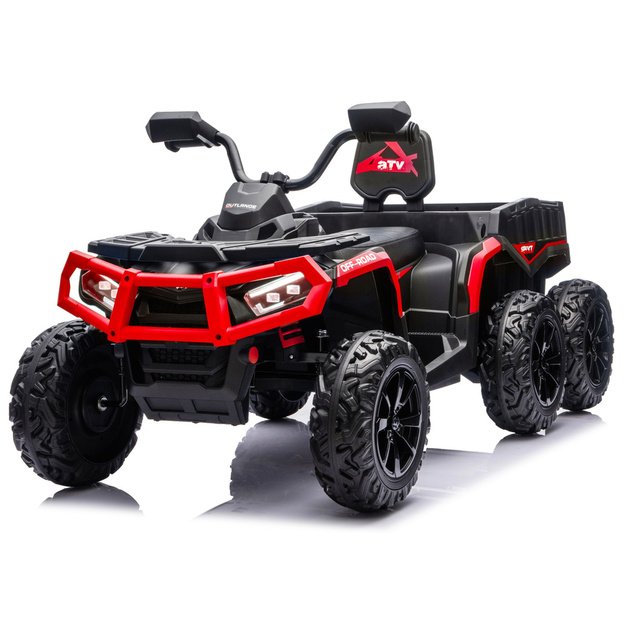 Battery-Operated Quad ATV 6 Wheels With Trailer JC606 24V 4x4 Red 1