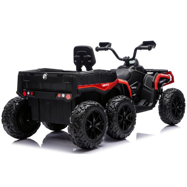 Battery-Operated Quad ATV 6 Wheels With Trailer JC606 24V 4x4 Red 3