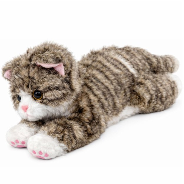 Plush Toy Cuddly Toy Kitten Lying Beige 38 cm