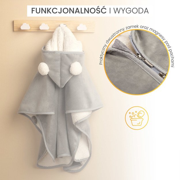 CAR SEAT PONCHO GRAPHITE PLUSH
