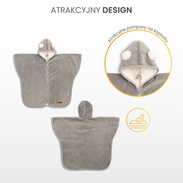 CAR SEAT PONCHO GRAPHITE PLUSH