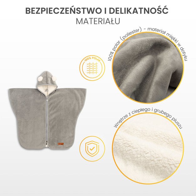 CAR SEAT PONCHO GRAPHITE PLUSH