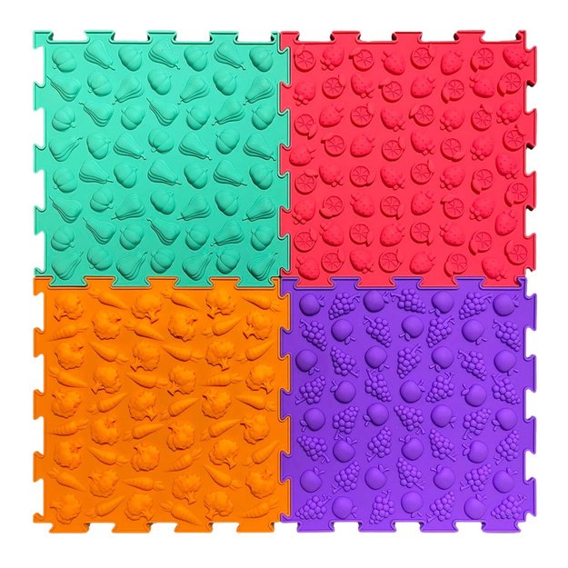 Sensorinio tako dėlionės plytelės, įvairios struktūros, spalvos, 24,5 cm, 10 vnt.