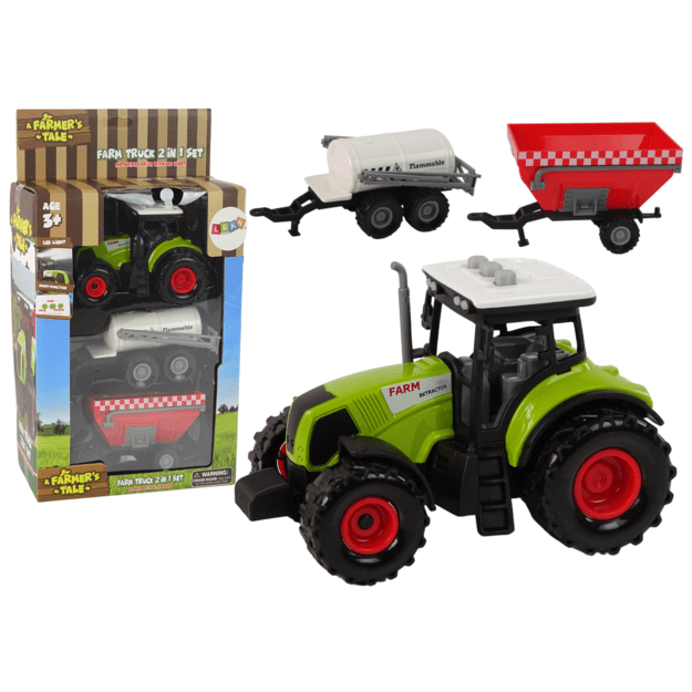 Farmer Tractor Set + 2 Farm Machines Farm Truck Set