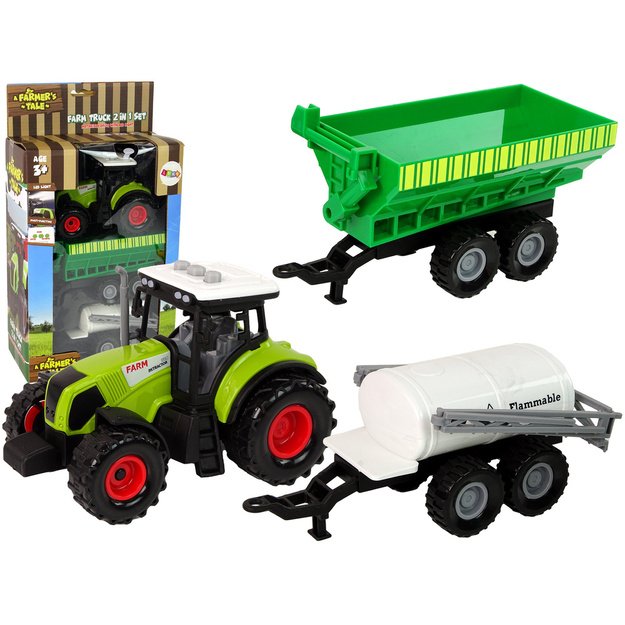 Set Tractor with Machinery Trailer Tanker LED sounds