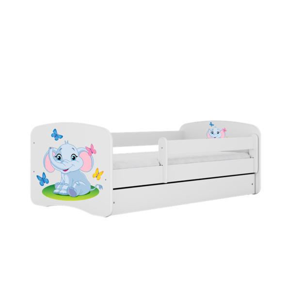 Łóżko Babydreams białe słonik z szufladą bez materaca 160/70