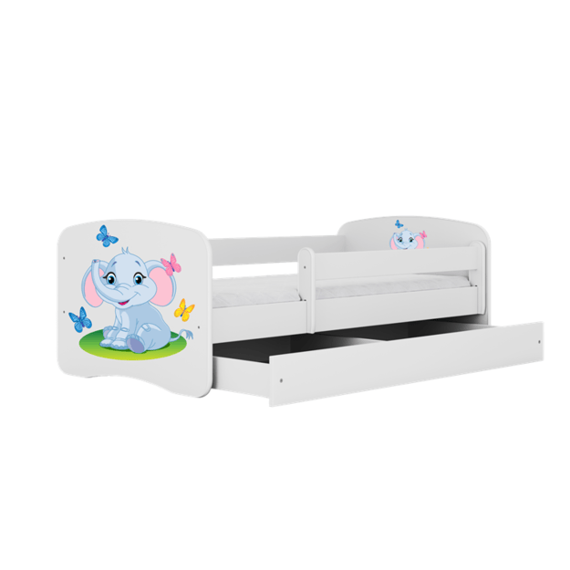 Łóżko Babydreams białe słonik z szufladą bez materaca 160/70