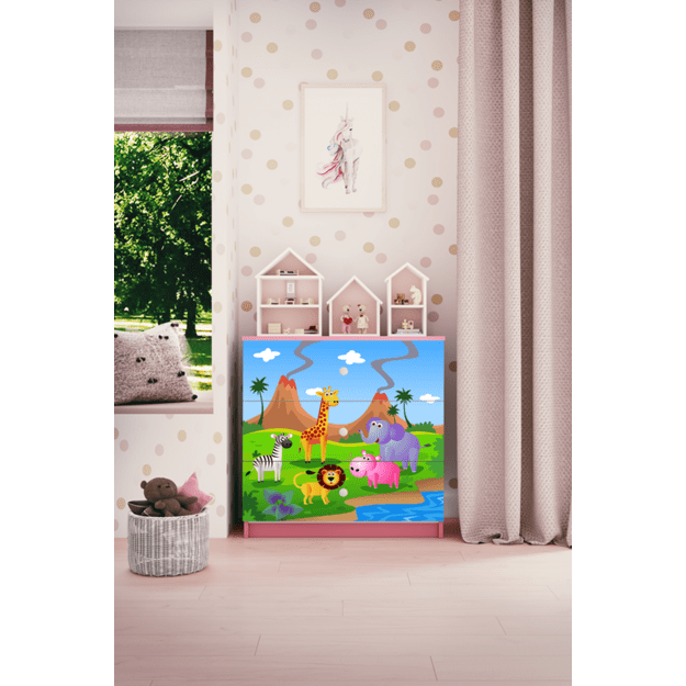 Komoda babydreams rožinė safari