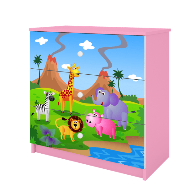 Komoda babydreams rožinė safari