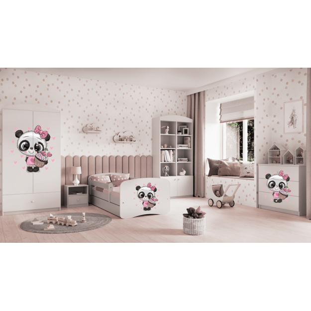 Bed babydreams white panda with drawer with mattress 160/80