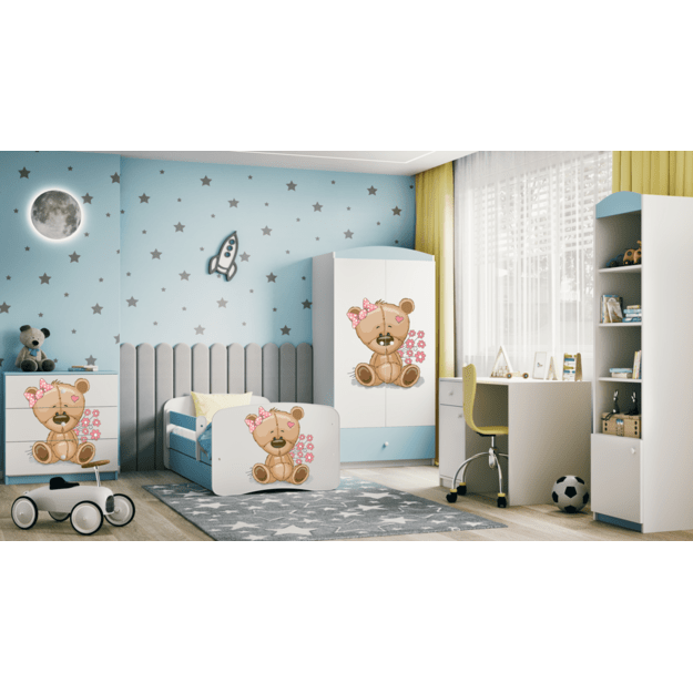 Lova babydreams blue teddybear flowers be stalčiaus be čiužinio 160/80 6