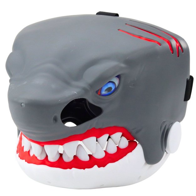 Shark Mask Opening Mouth Lights Sounds Adjustable Strap 1