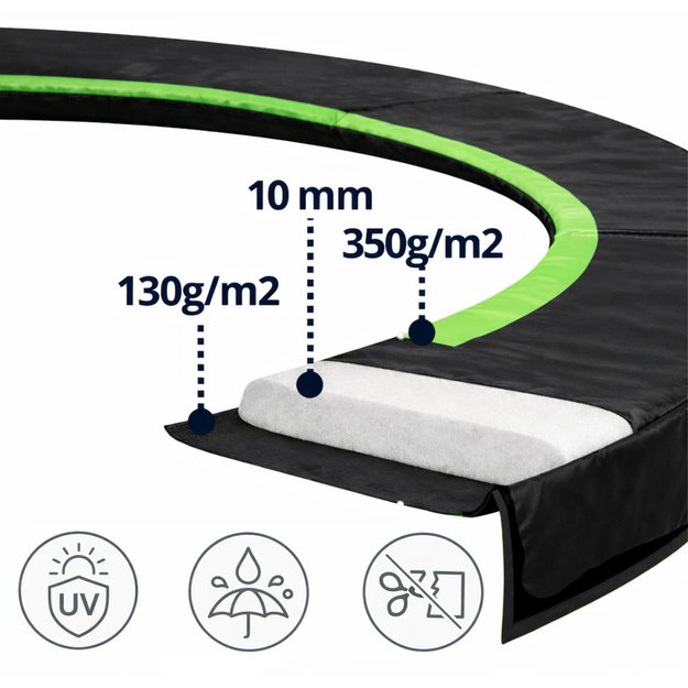 Lean Spring Pad for Trampoline Black 244-252 cm 8 ft