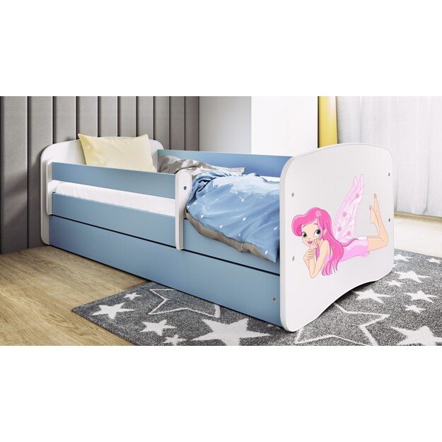 Lova babydreams mėlyna fėja su sparnais be stalčiaus be čiužinio 140/70 5