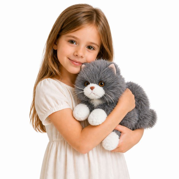 Plush Persian Cat Mascot Cuddly Toy Weighted Paws Gray 50 cm