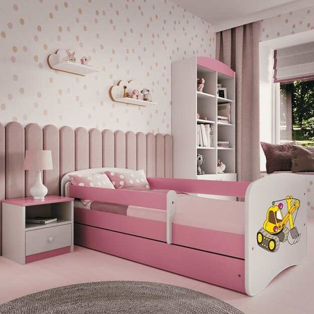 Lova babydreams pink digger be stalčiaus su čiužiniu 160/80 4