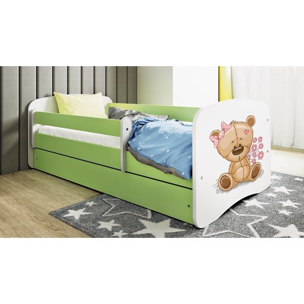 Lova babydreams žalias meškiukas gėlės be stalčiaus be čiužinio 180/80 6