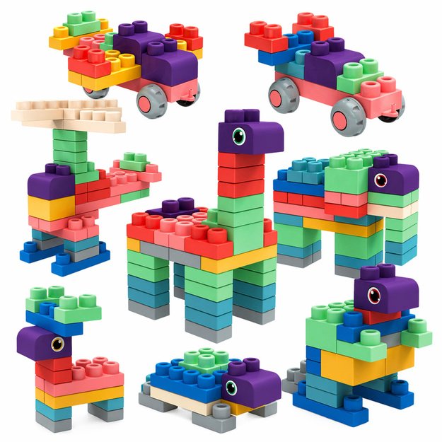 Soft Sensory Silicone Construction Blocks Colorful 80 pcs.
