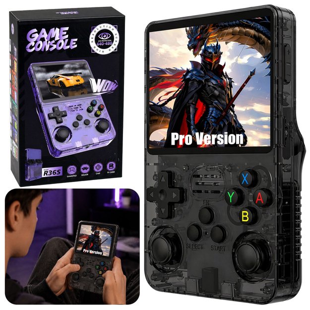 Mini R36S Portable Retro Gaming Console 21,000 IPS 3.5 Inch Black