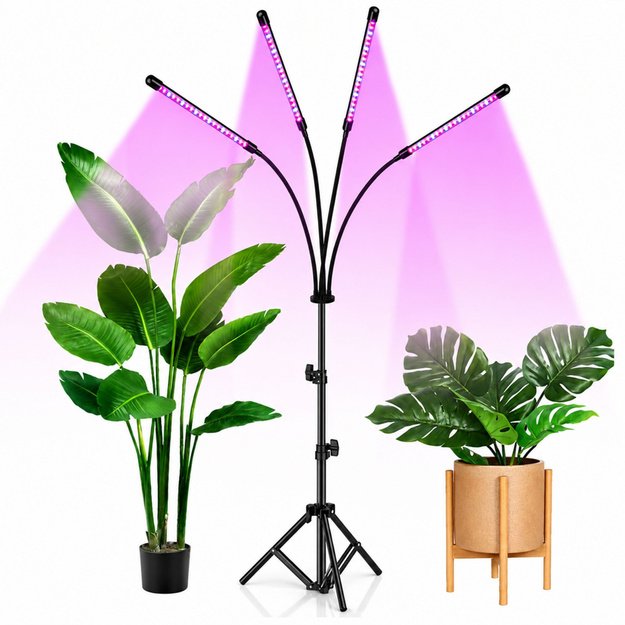 LED lamp for growing crops and illuminating plants, 4-panel stand, remote control