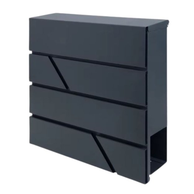 Large Mailbox for Letters and Newspapers, Anthracite, 37x37x11 cm