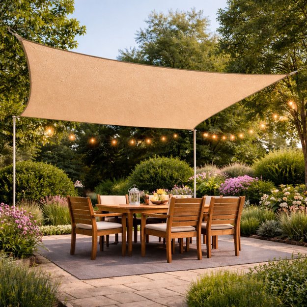 Rectangular Beige Waterproof Garden Sun Sail 200x300 cm