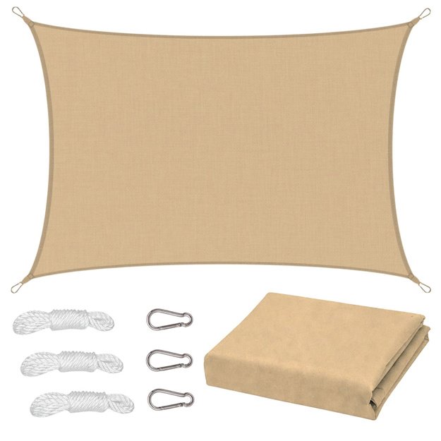 Rectangular Beige Waterproof Garden Sun Sail 200x300 cm